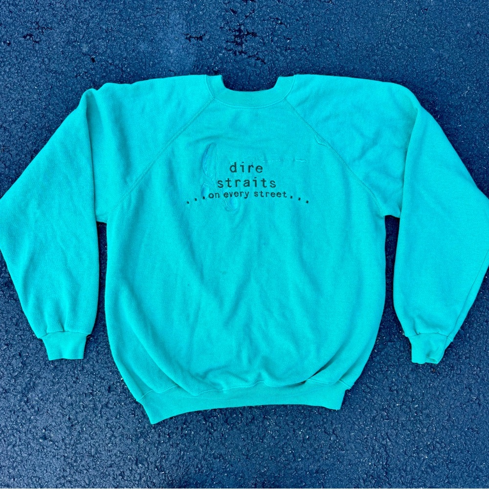 1992 Dire Straits On Every Street Album Promo Music Sweatshirt Mens XL Green